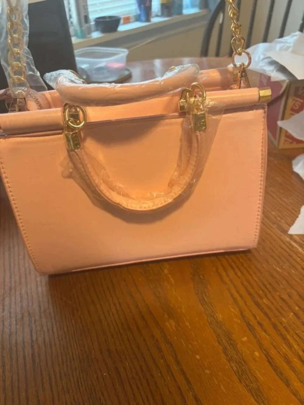 bebe Pink Quilted Textured Top-Handle Crossbody Bag with Gold Hardware